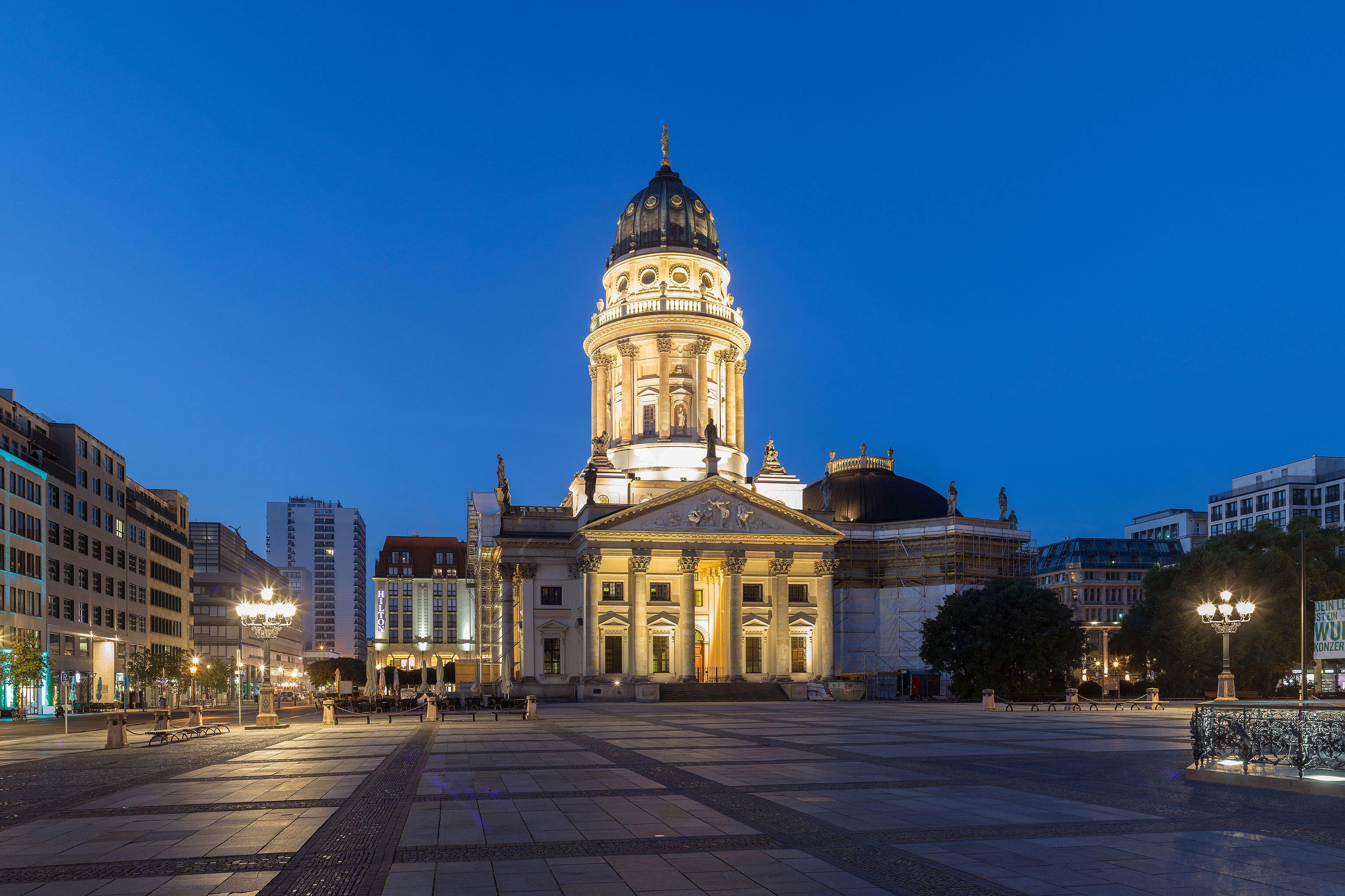 The Deutscher Dom (German cathedral) is located on the Gendarmenmarkt in Berlin-Mitte.