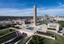 Aerial photo of the National WWI Museum and Memorial with the Kansas City skyline.