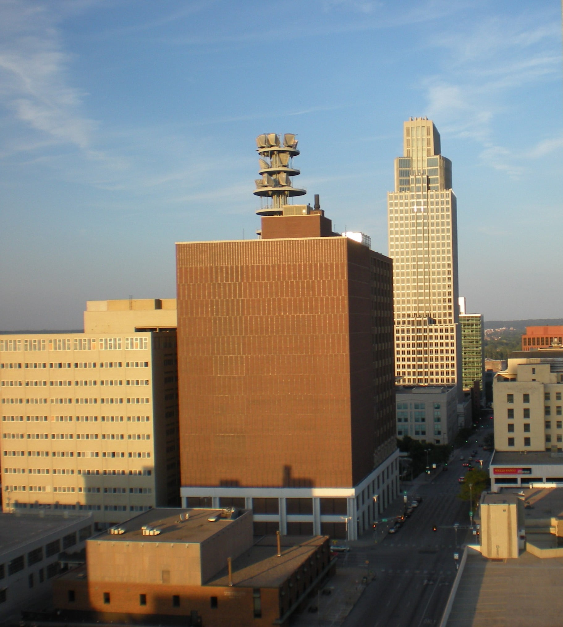 Omaha - The sun setting on Downtown Omaha; looking from the west. Omaha - The sun setting on Downtown Omaha; looking from the west.