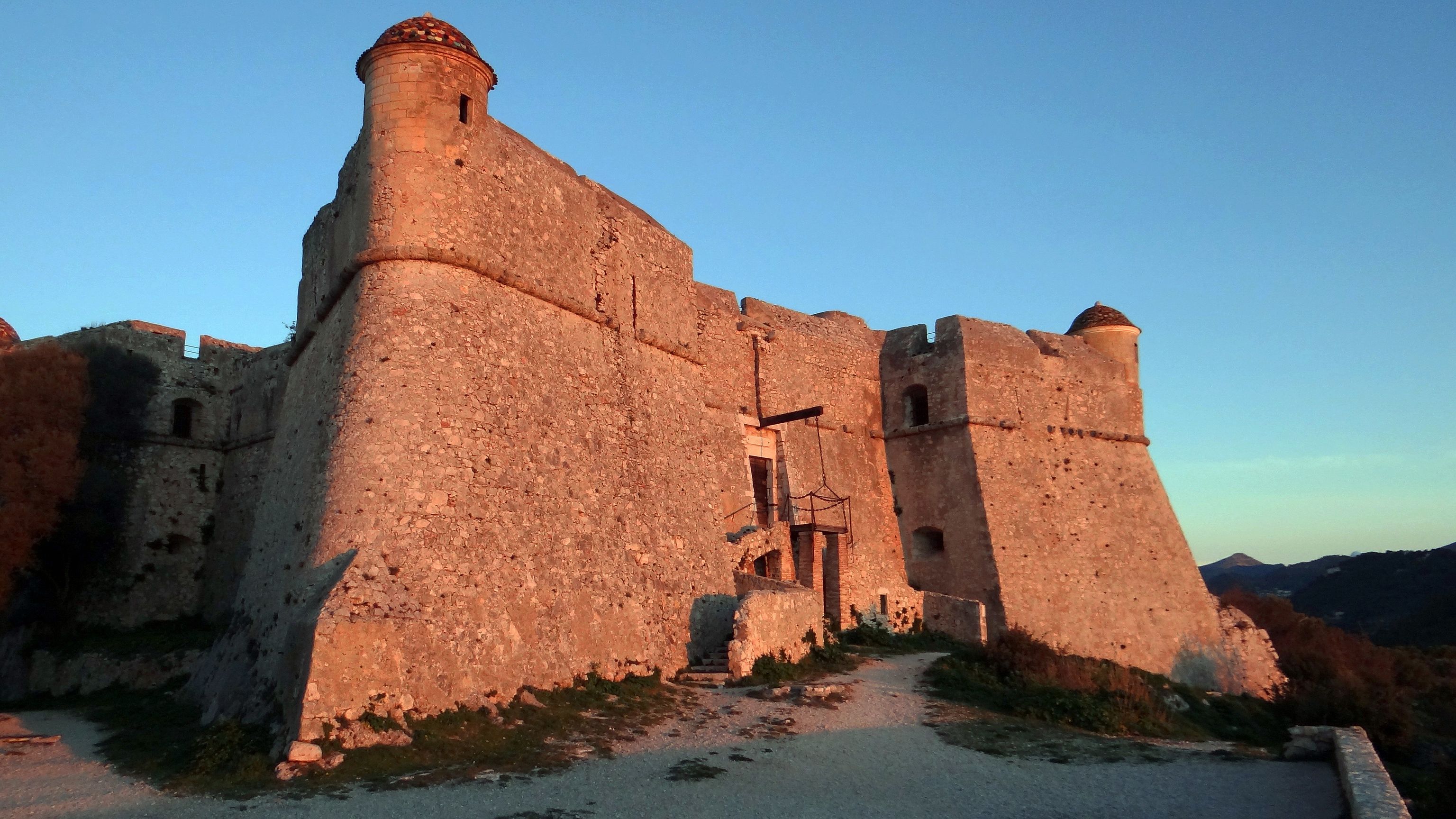 The Fort of Mont Alban in Nice (France); The east face at sunrise.