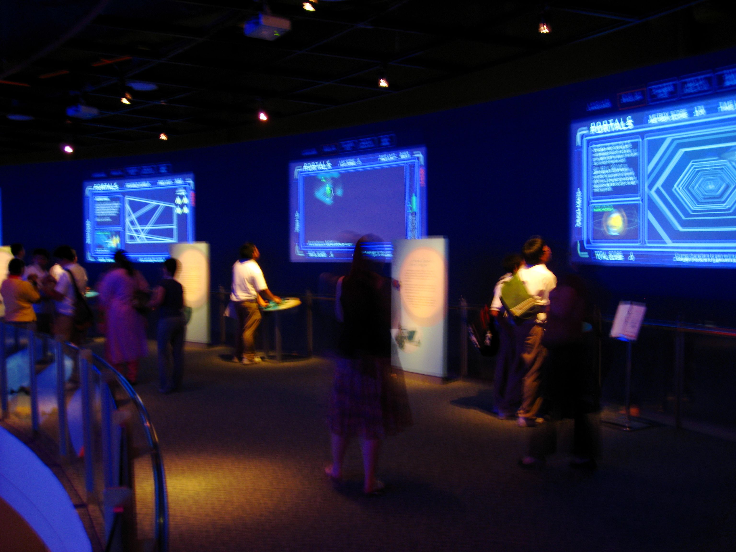 People playing computer games inside the Singapore Discovery Centre.
