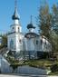 Rouyn-Noranda - L'église orthodoxe russe Saint-Georges à Rouyn-Noranda, Québec, Canada. Vue du côté nord-ouest.